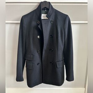 MaxMara Black Wool Alpaca Pea Coat